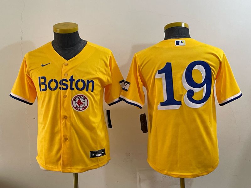 Youth 2025 Boston Red Sox #19 No Name Yellow City Edition Nike MLB Jersey style 08